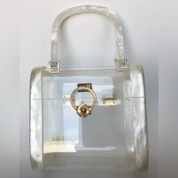 Vintage Lucite Box Purse Pearl White & Clear Miami Stylecraft Style - Picture 13 of 13
